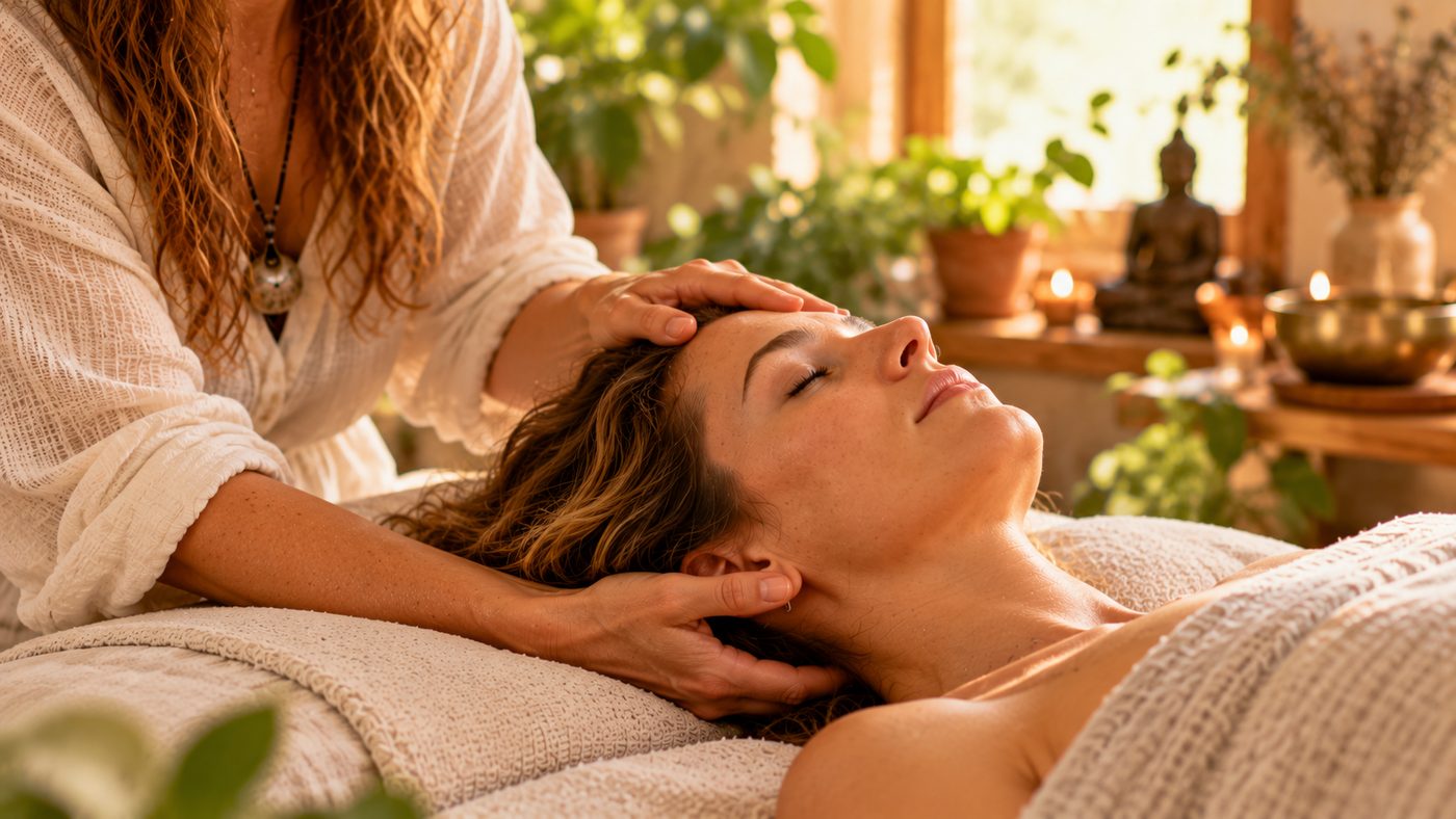 Entspannende Kopfmassage